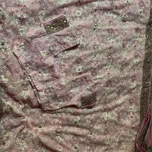 Pink and gold saree